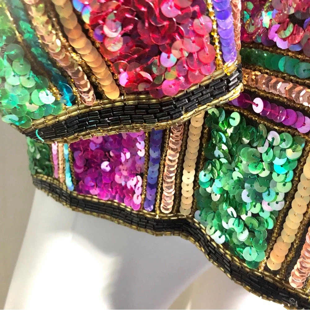 Laurence Kazar Vintage Vibrant Sequin Plaid Jacket - Picture 7 of 11